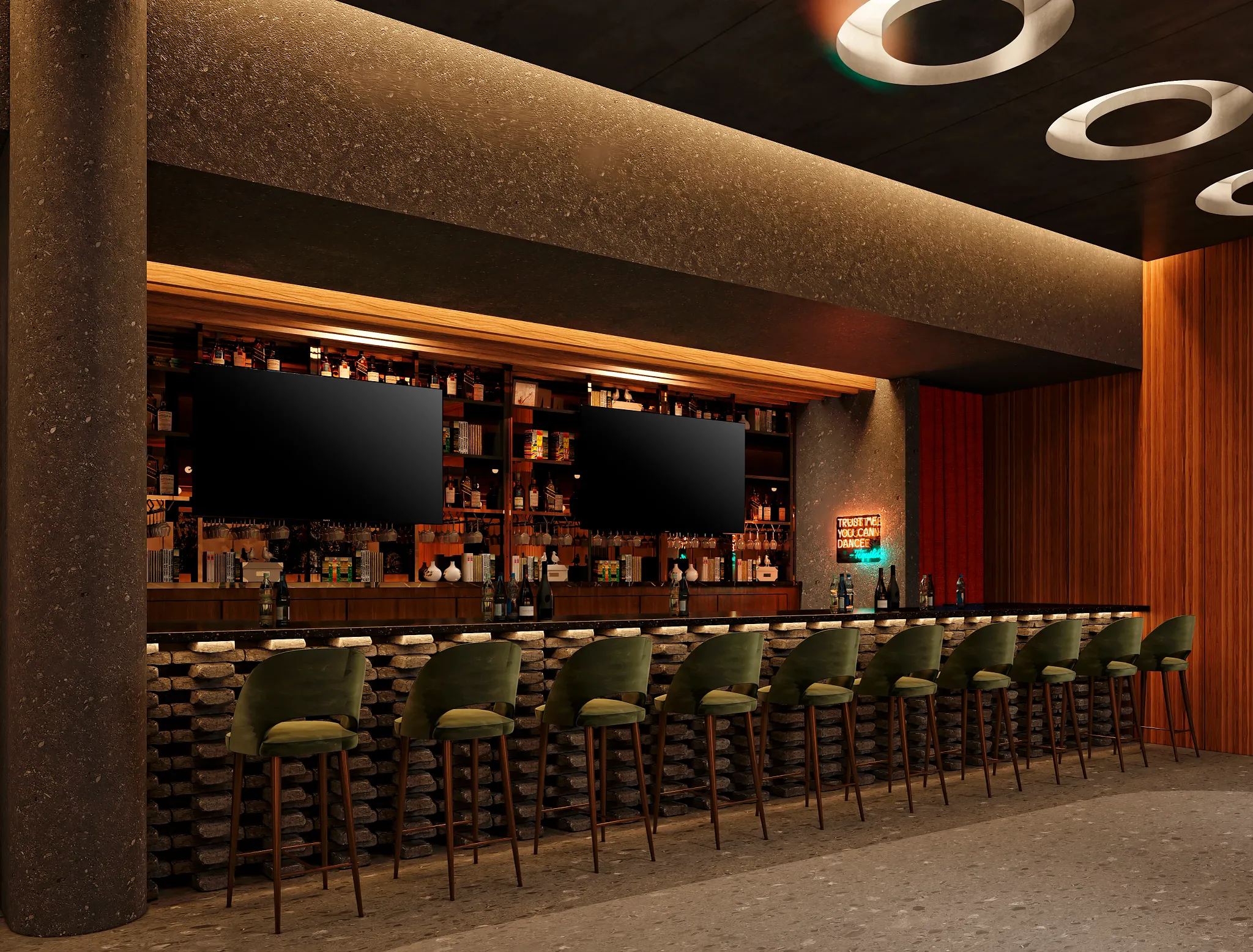 Desires nightclub at Secrets Mirabel Cancun Resort & Spa featuring vibrant lounge seating, colorful lighting, and energetic nightlife atmosphere.