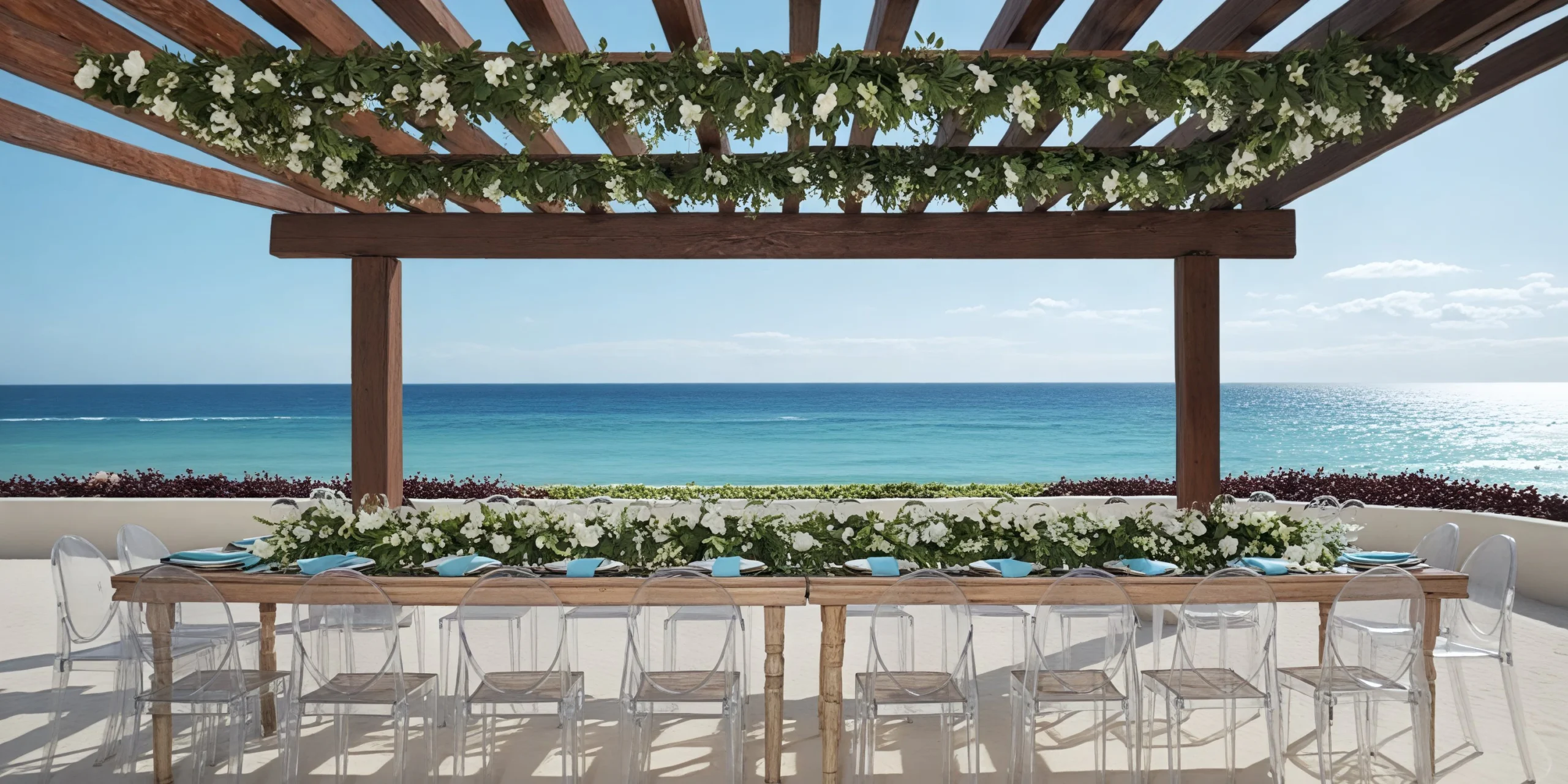 Oceanfront Terrace wedding venue overlooking the Caribbean Sea at Secrets Mirabel Cancun Resort & Spa