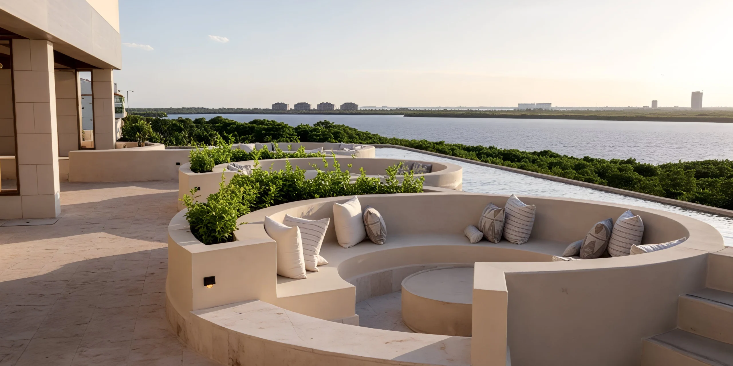 Sky Bar rooftop venue setup for weddings and private events at Secrets Mirabel Cancun Resort & Spa